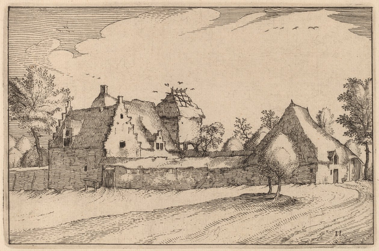 Ommuurde Boerderij door Claes Jansz Visscher after Johannes van Doetechum, the Elder after Lucas