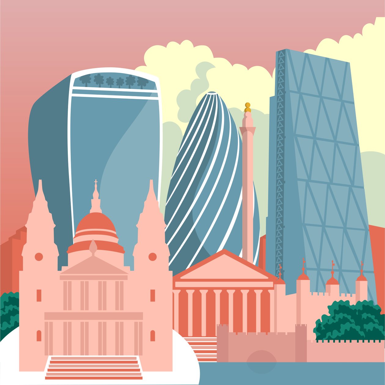 Square Mile Stadsgezicht door Claire Huntley