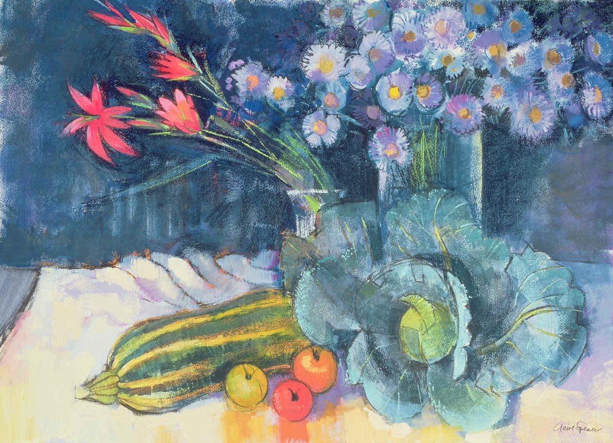 Stilleven met Fruit en Bloemen door Claire Spencer