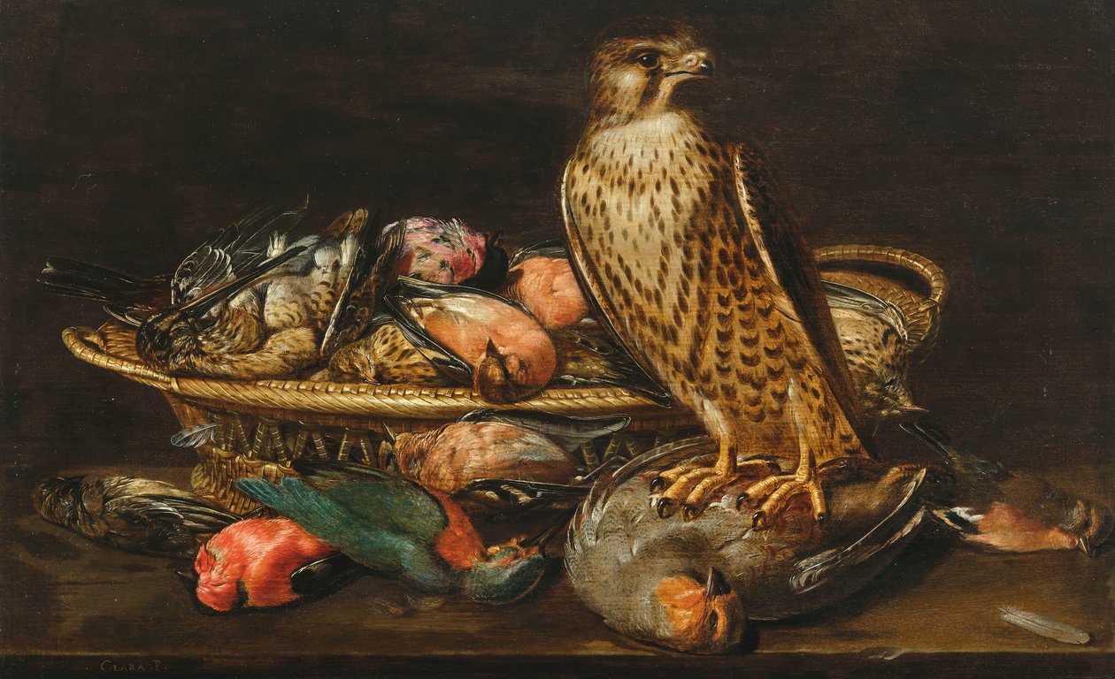 Clara Peeters Stilleven met slechtvalk en vogels door Clara Peeters