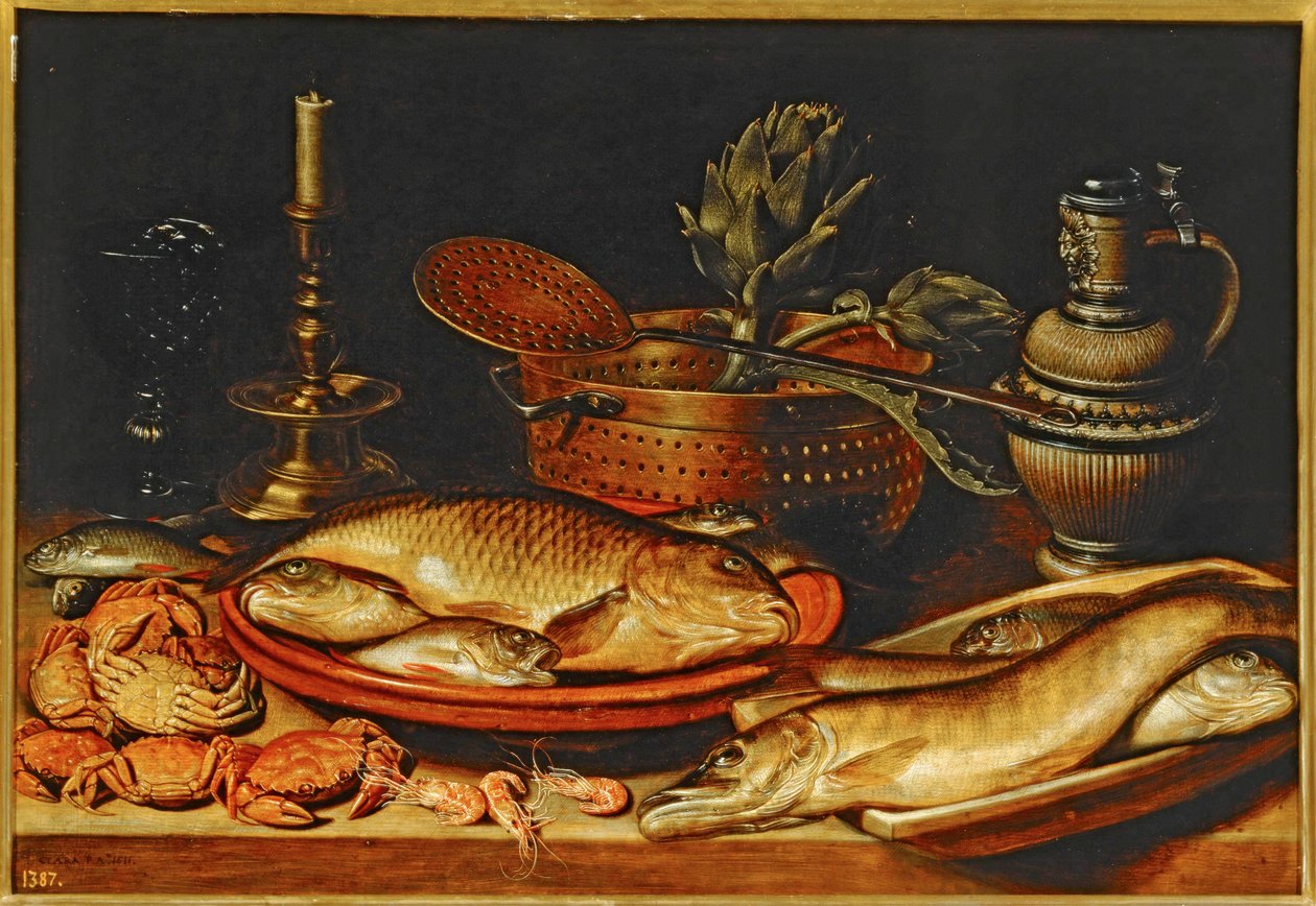 Stilleven met vissen ... door Clara Peeters