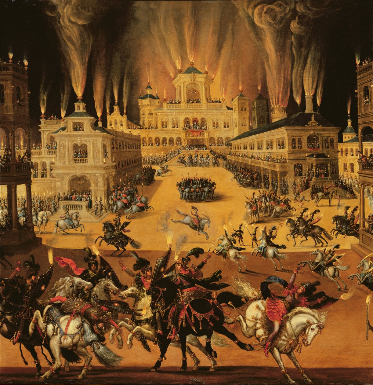 Vuurwerk, detail, ca. 1640-41 (detail) door Claude Deruet