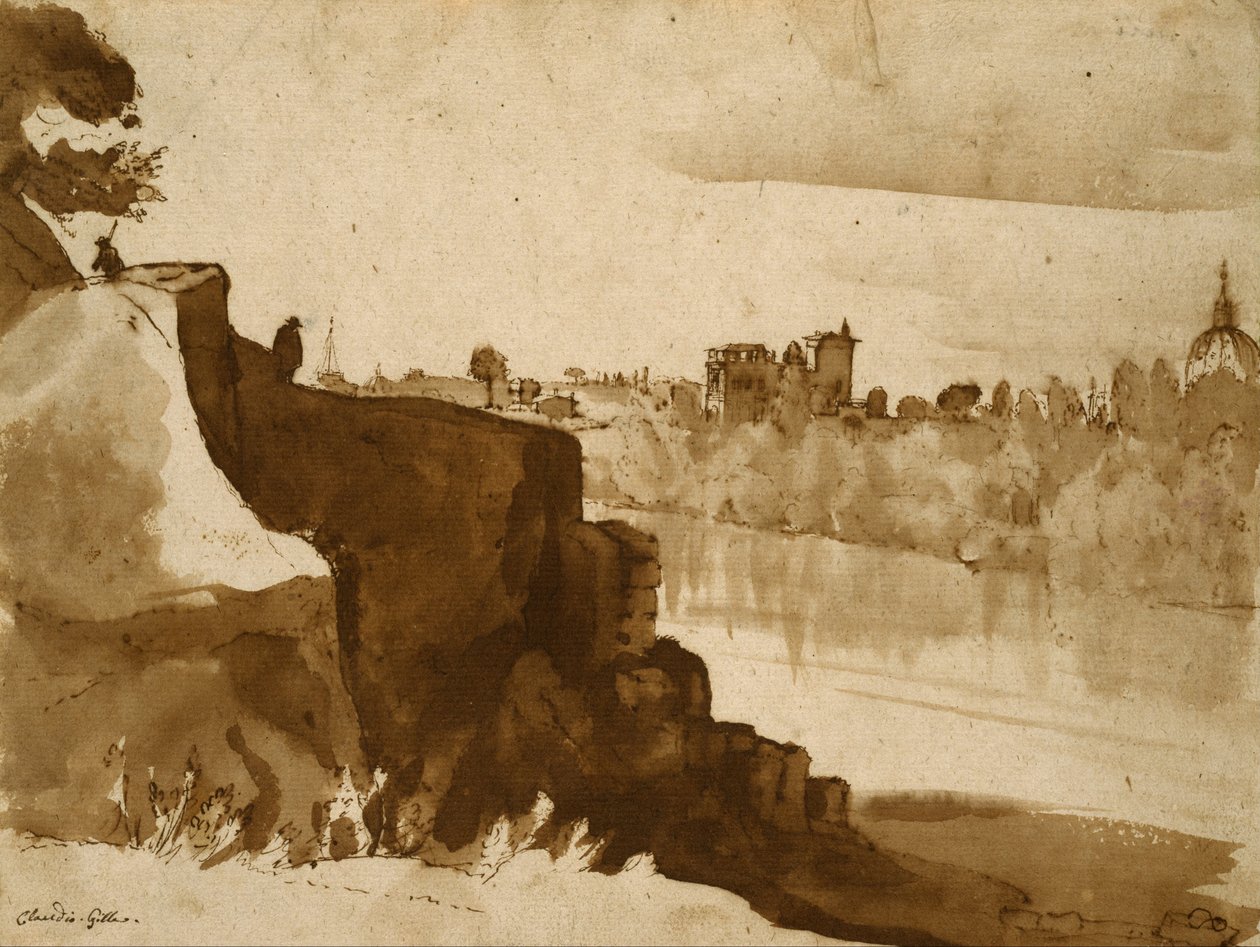 Uitzicht op de Tiber in Rome door Claude Lorrain