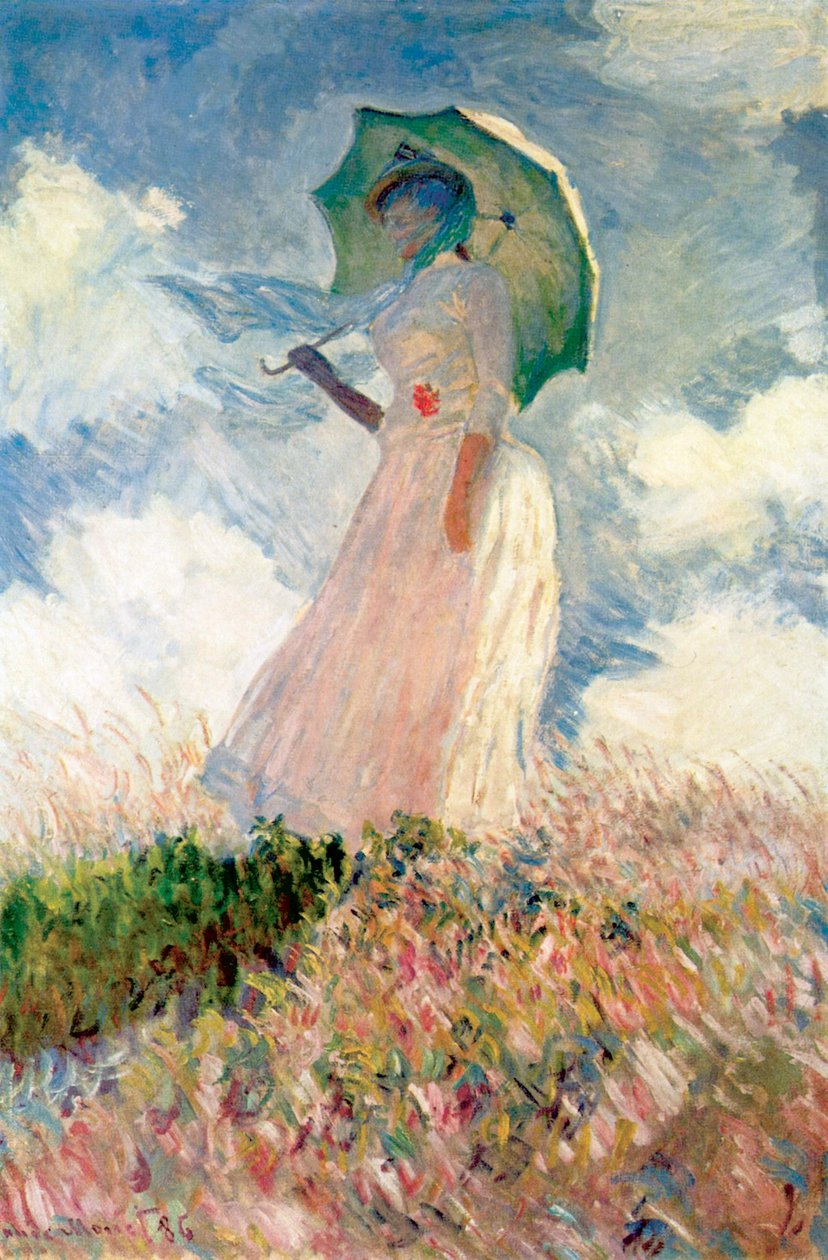 Vrouw met parasol door Claude Monet