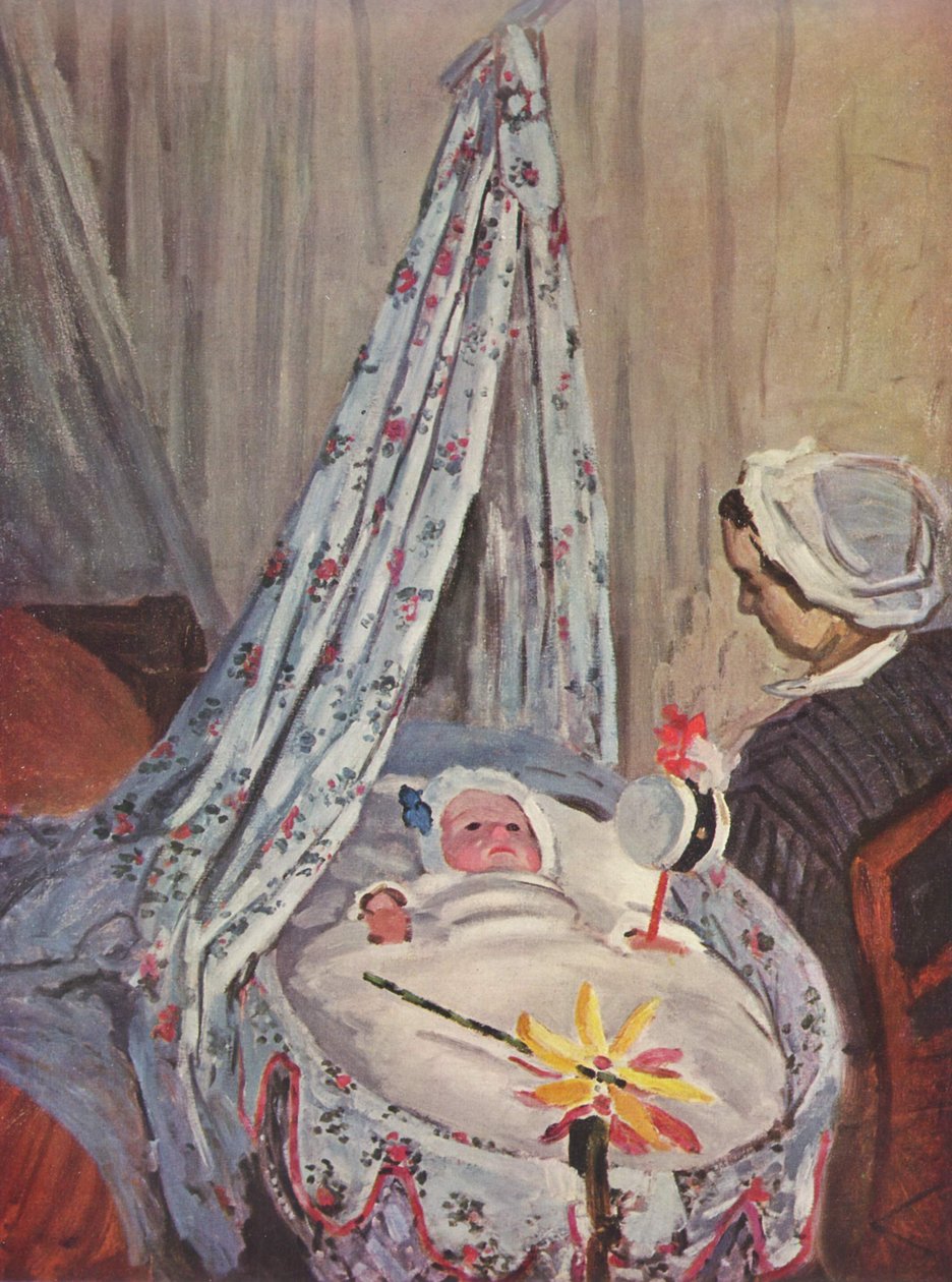 Jean Monet in zijn wieg door Claude Monet
