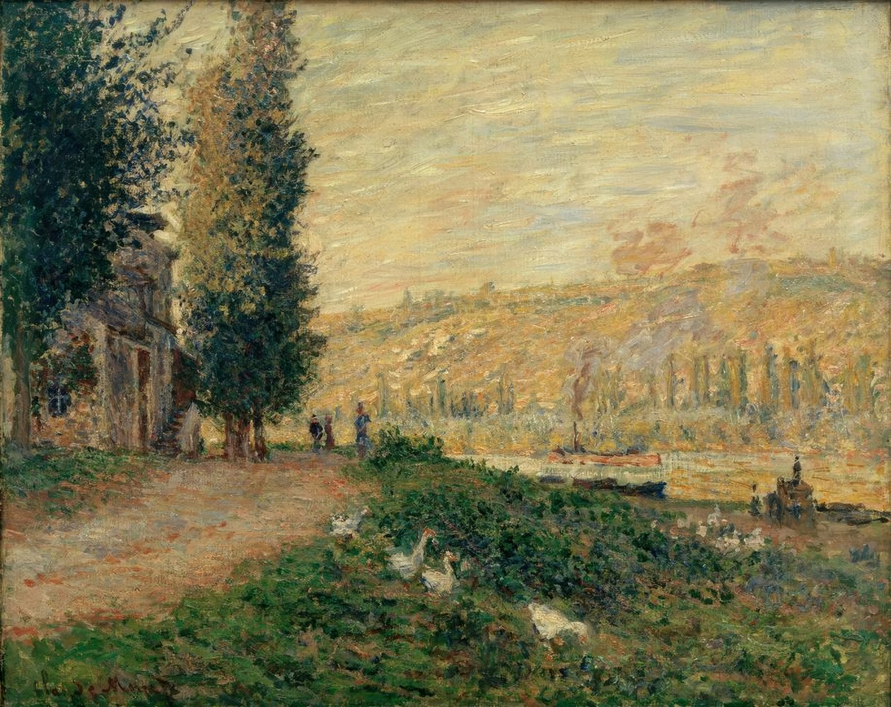 De Oever bij Lavacourt door Claude Monet