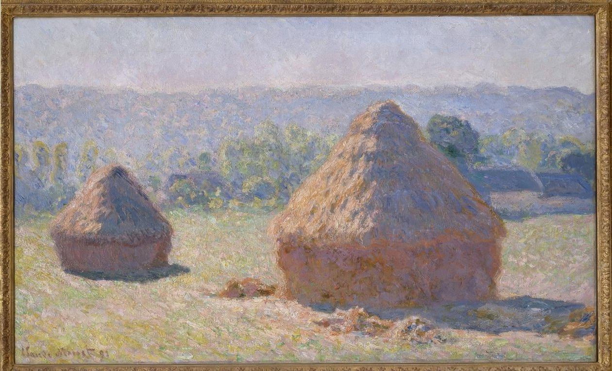 De hooibergen, eind zomer door Claude Monet