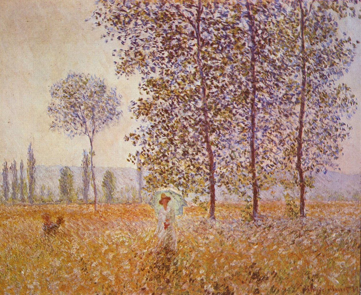 Populieren in zonlicht door Claude Monet