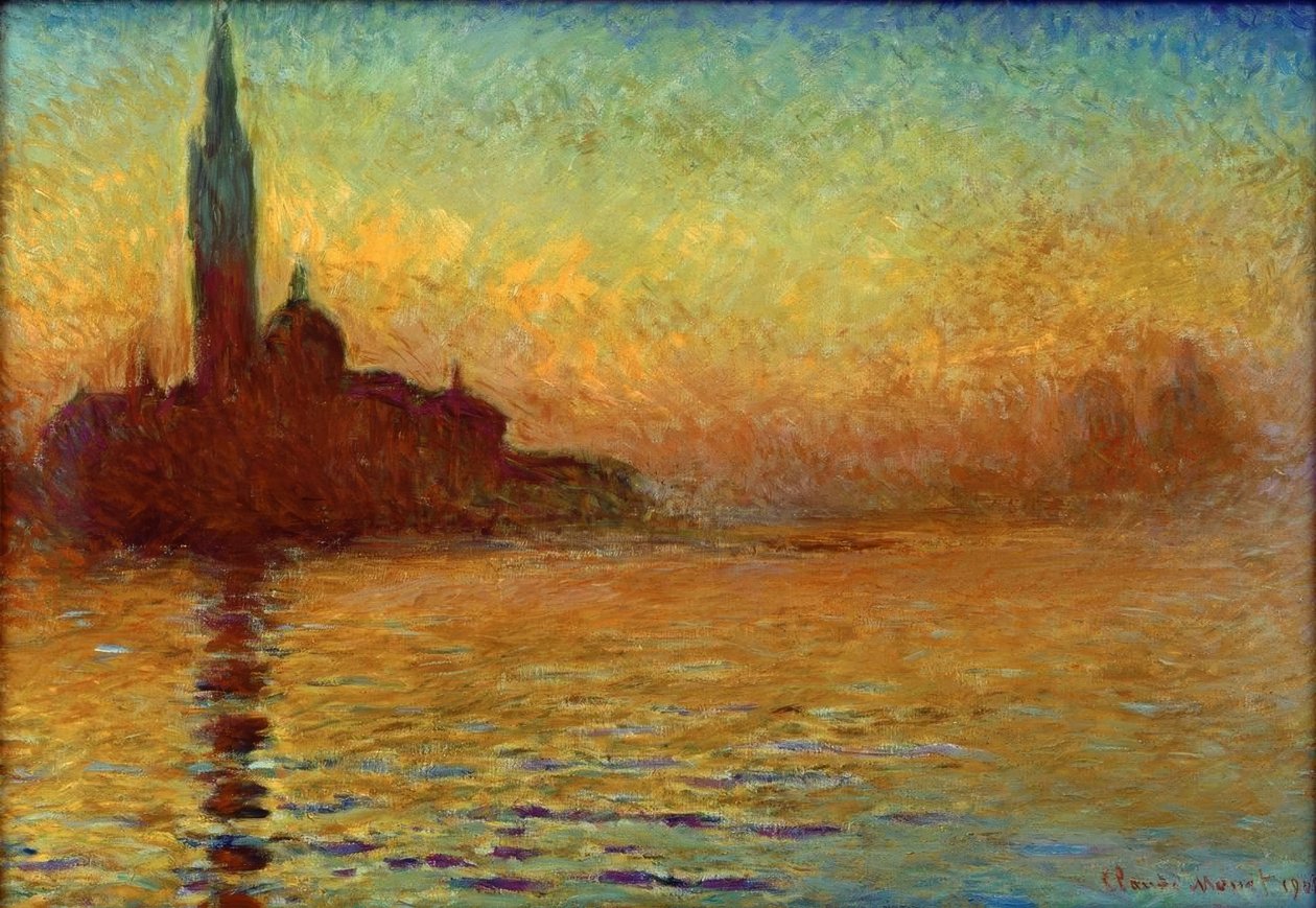 San Giorgio Maggiore bij schemering door Claude Monet
