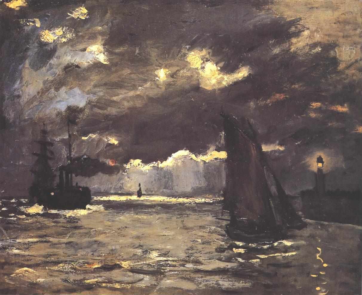 Zeegezicht nachteffect door Claude Monet