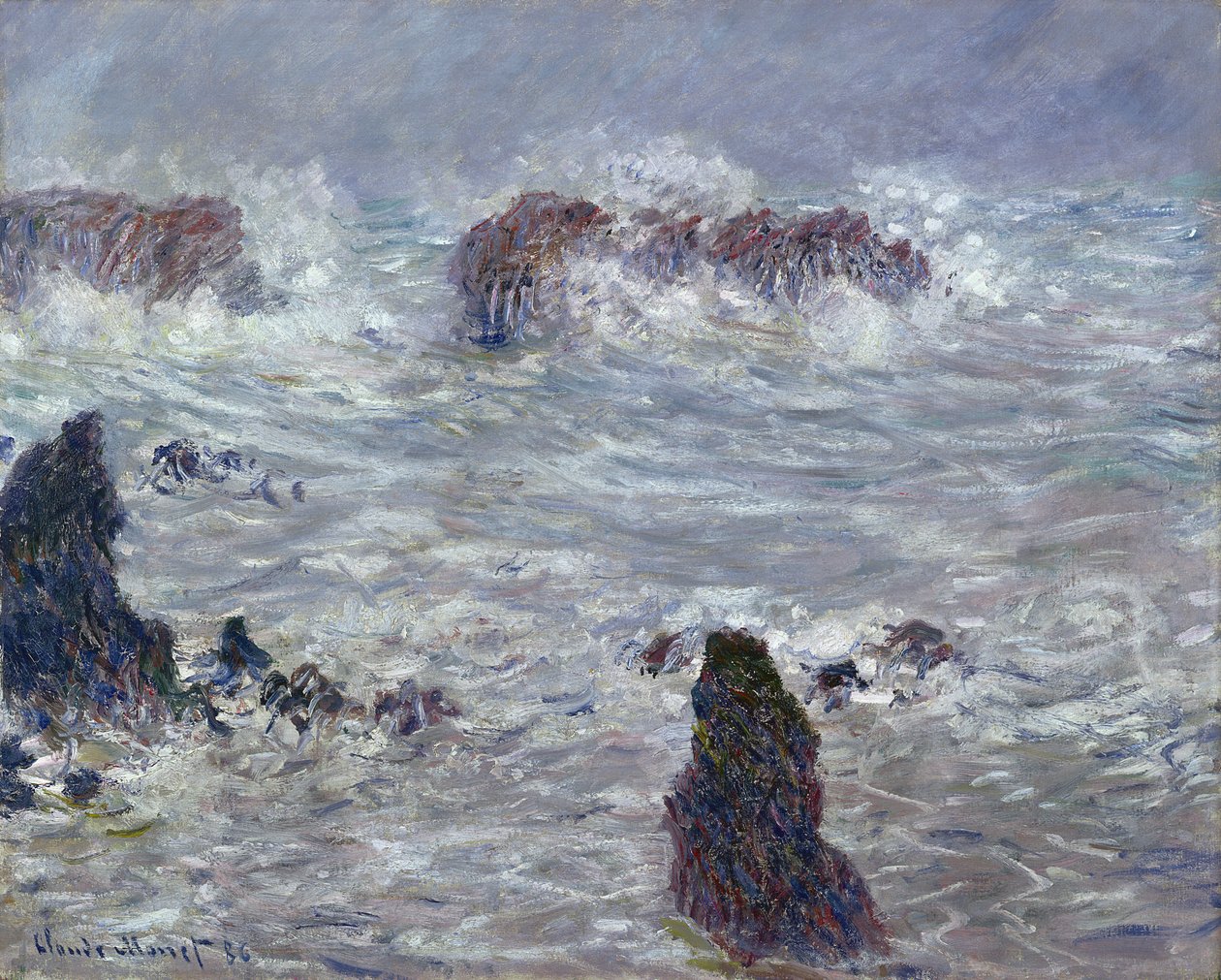 Storm, voor de kust van Belle-Ile door Claude Monet