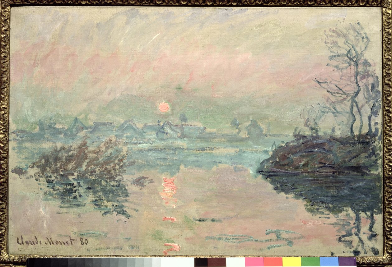 Zonsondergang, 1880 door Claude Monet
