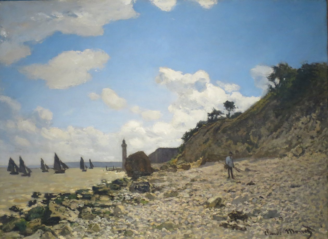 Het strand van Honfleur door Claude Monet