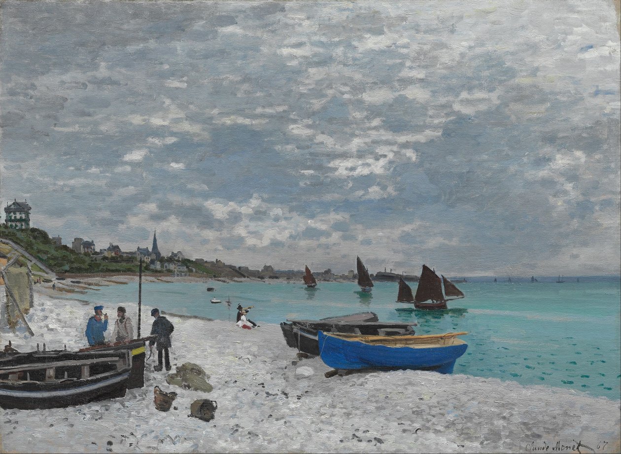 Het Strand bij Sainte-Adresse door Claude Monet
