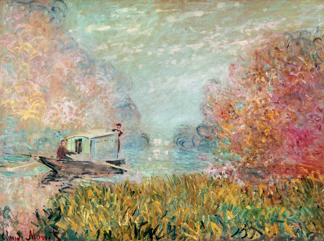 De bootstudio aan de Seine, 1875 door Claude Monet