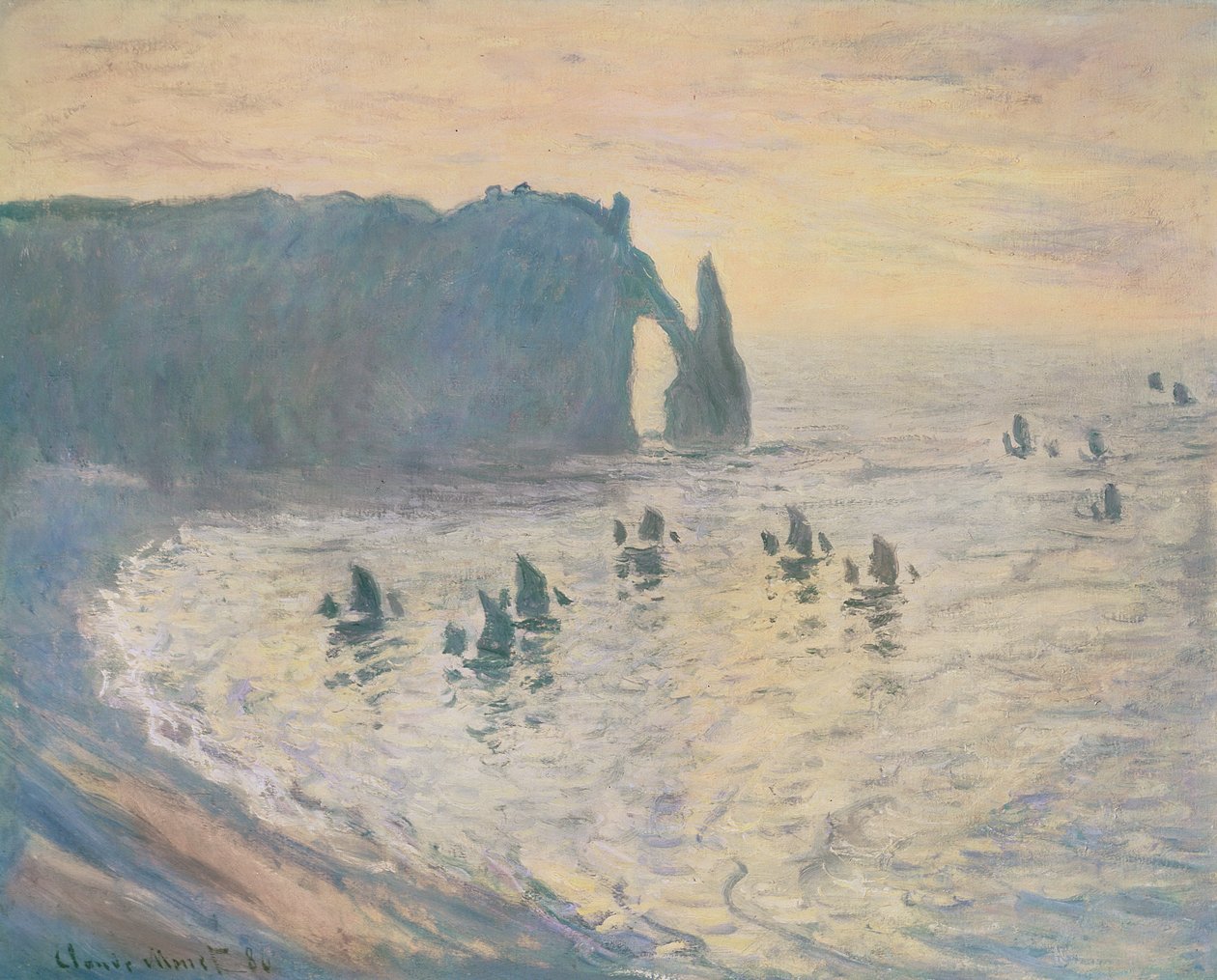 De kliffen bij Etretat, 1886 door Claude Monet