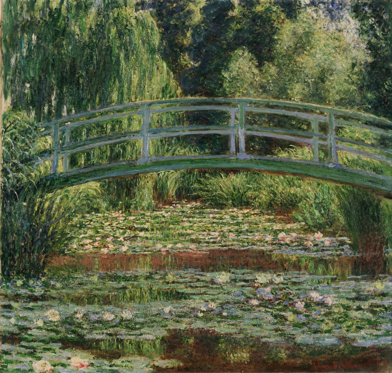 De Japanse Voetbrug en de Waterlelievijver, Giverny door Claude Monet