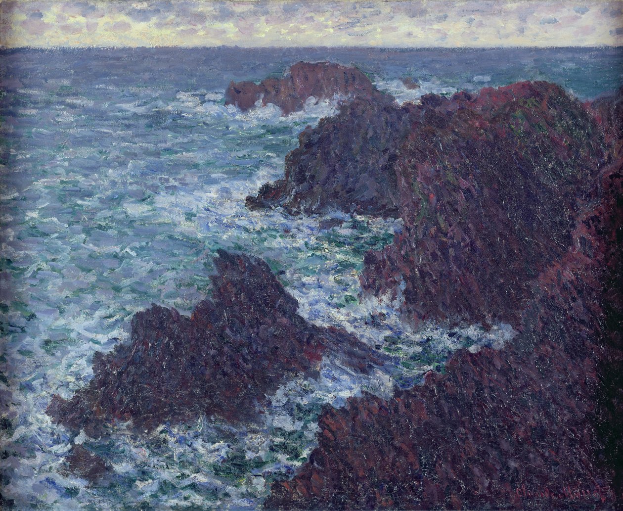 De rotsen bij Belle-Ile, de wilde kust, 1886 door Claude Monet