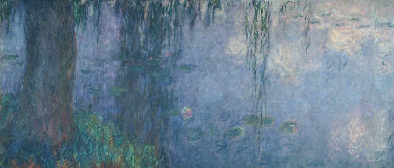 Waterlelies: Ochtend met treurwilgen (detail), 1914-18 door Claude Monet