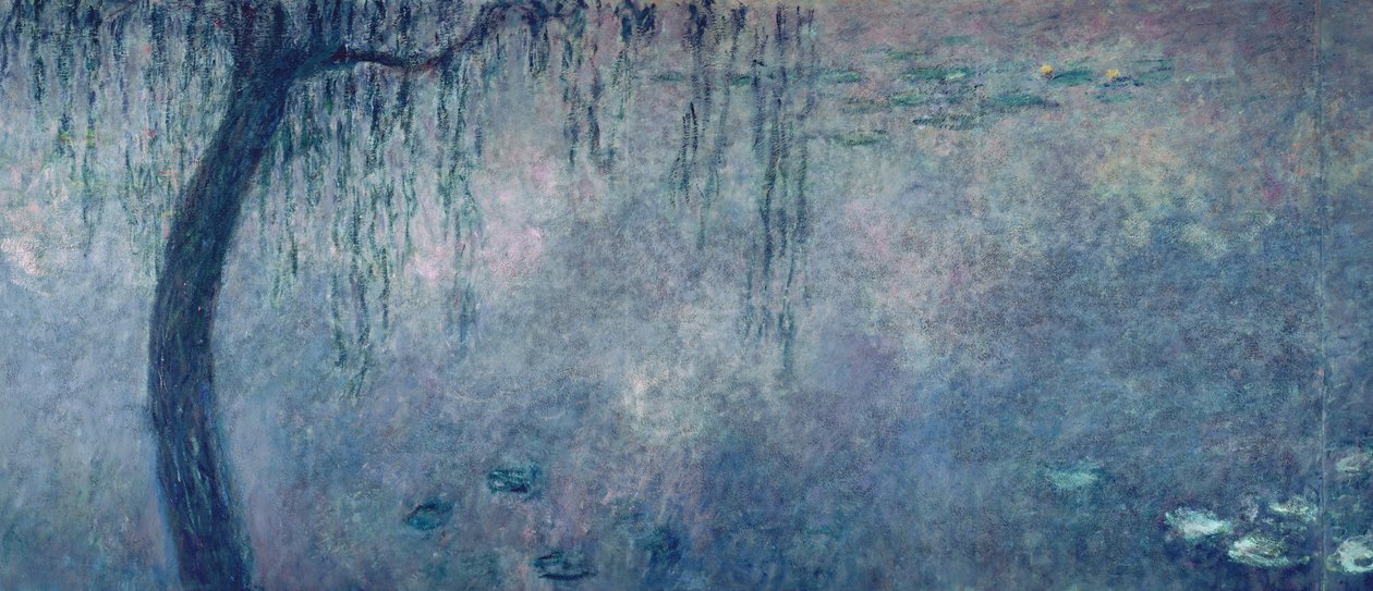 Waterlelies: Twee Treurwilgen, linker gedeelte, 1914-18 door Claude Monet