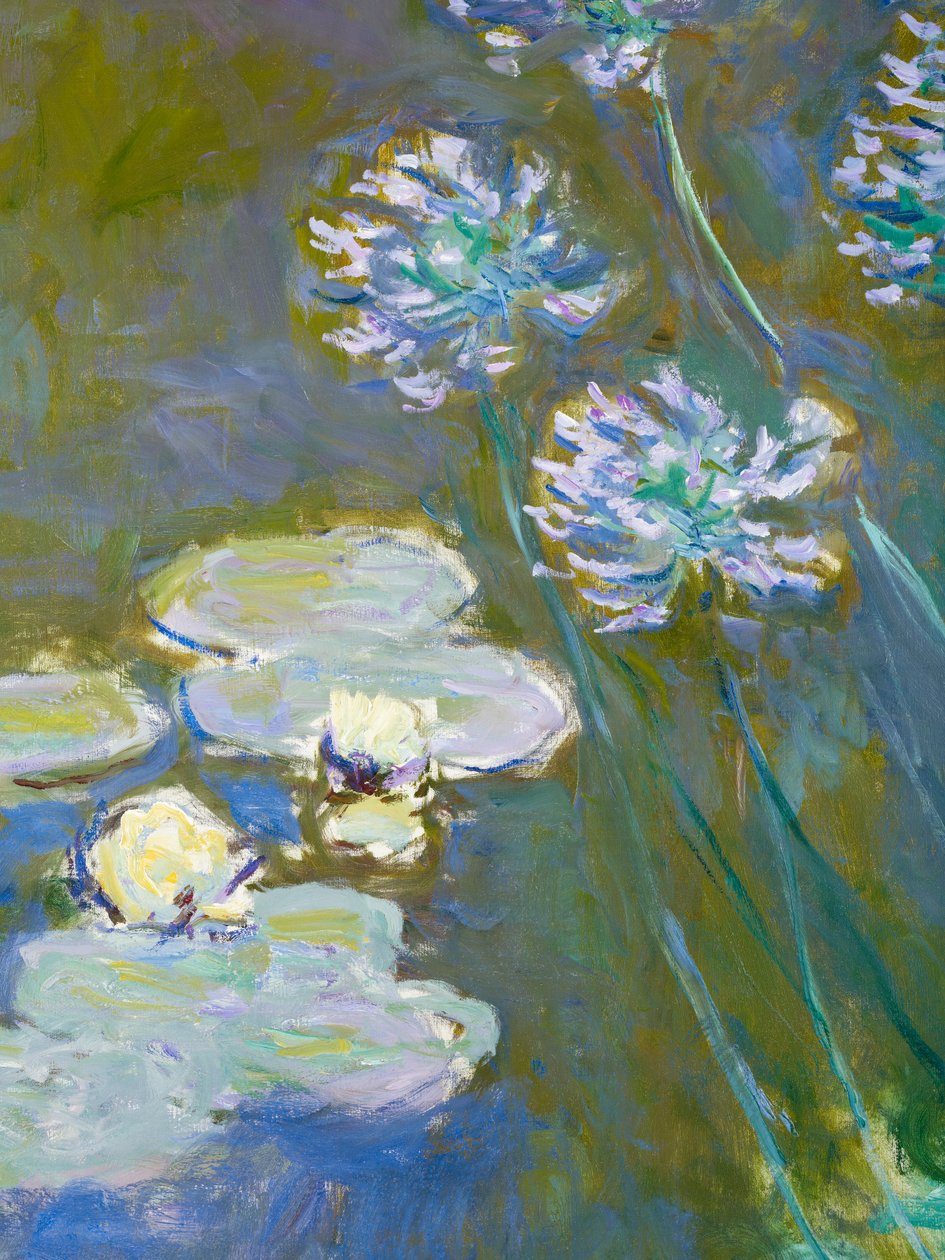 Waterlelies en Agapanthus, 1914-17 (detail) door Claude Monet