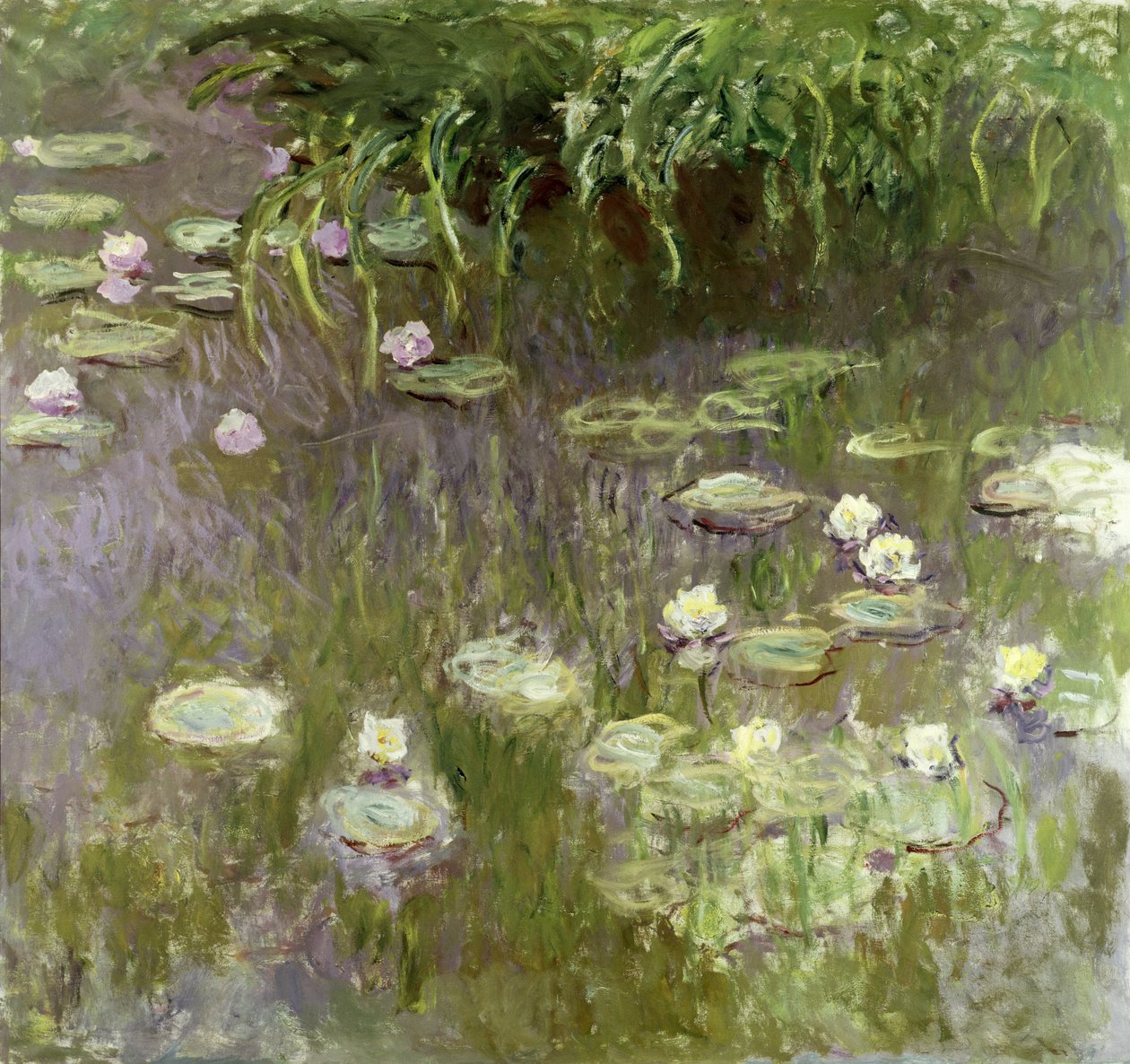Waterlelies op de middag, 1918 door Claude Monet