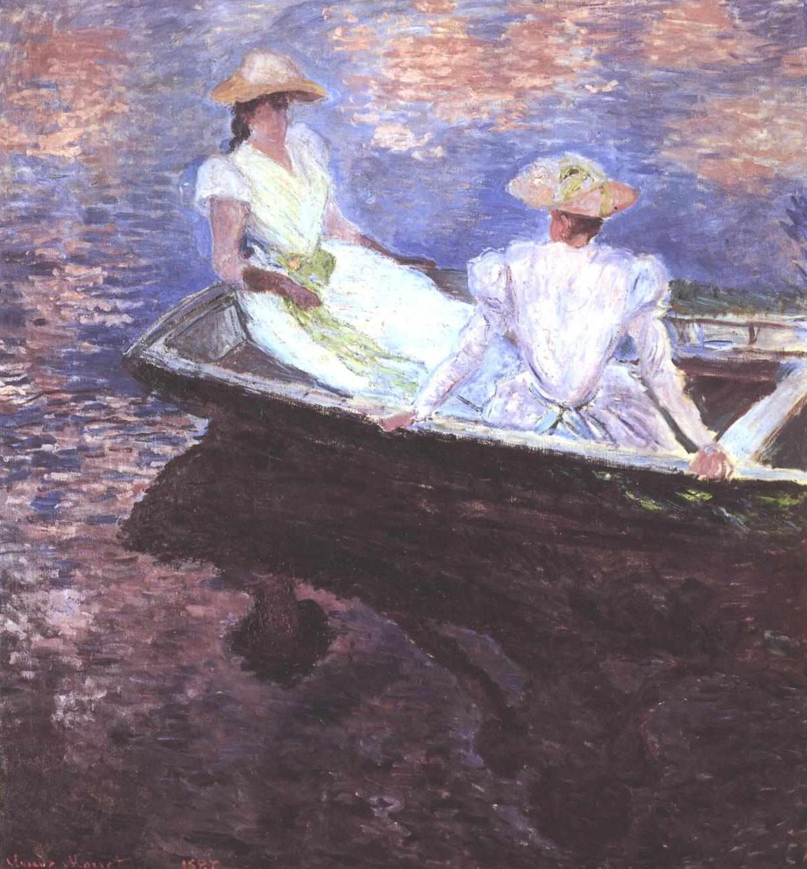 Twee meisjes in een boot door Claude Monet