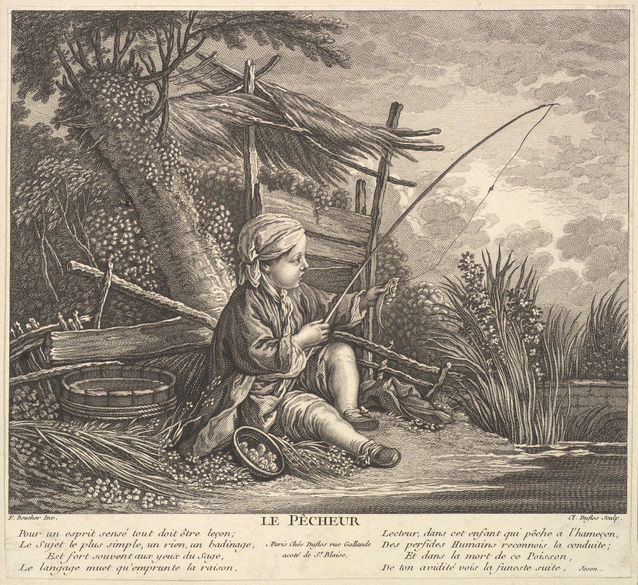 Visser, ca. 1753. door Claude Augustin Duflos