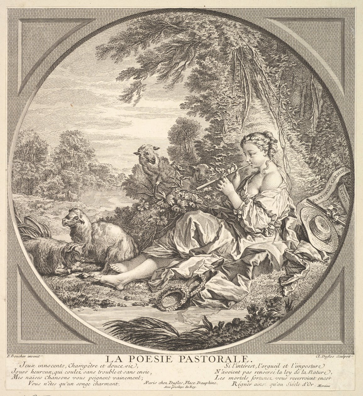 Pastorale Poëzie, ca. 1742 door Claude Augustin Duflos