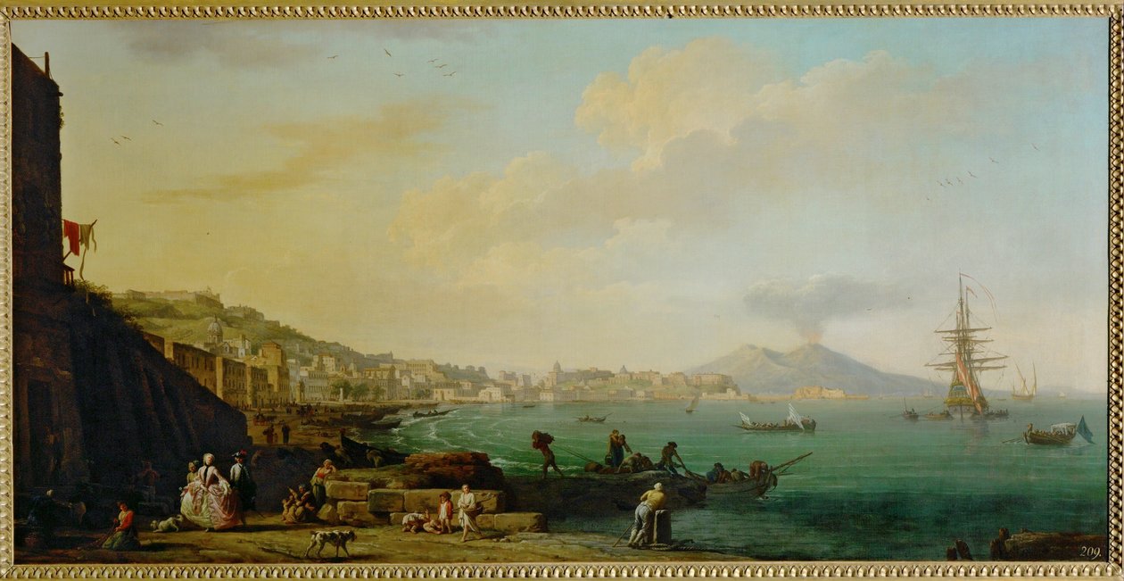 Uitzicht op Napels en de Vesuvius ... door Claude Joseph Vernet