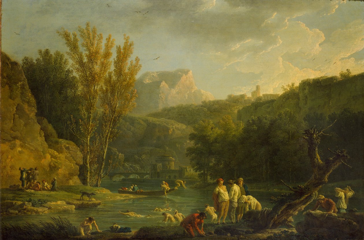 Rivierscène met Baders door Claude Joseph Vernet
