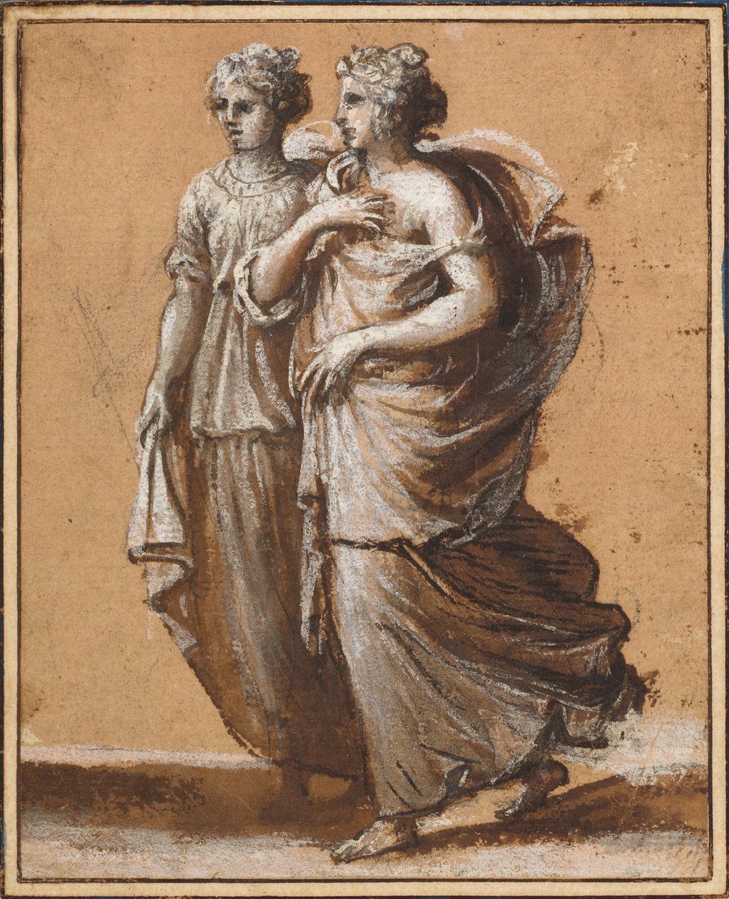 Twee vrouwen in klassieke kleding door Claude Lorrain