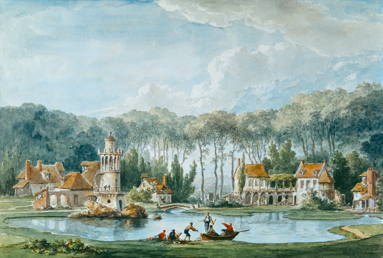 Het Hameau, Petit Trianon, 1786 door Claude Louis Chatelet