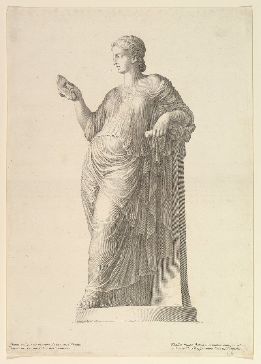 Oude Beeld van de Muze Thalia door Claude Mellan