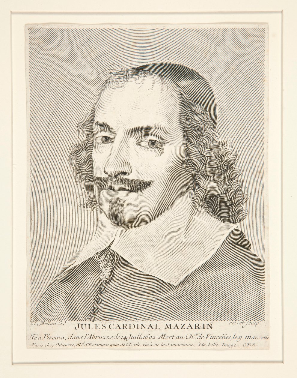 Kardinaal Jules Mazarin (1602-1661) door Claude Mellan