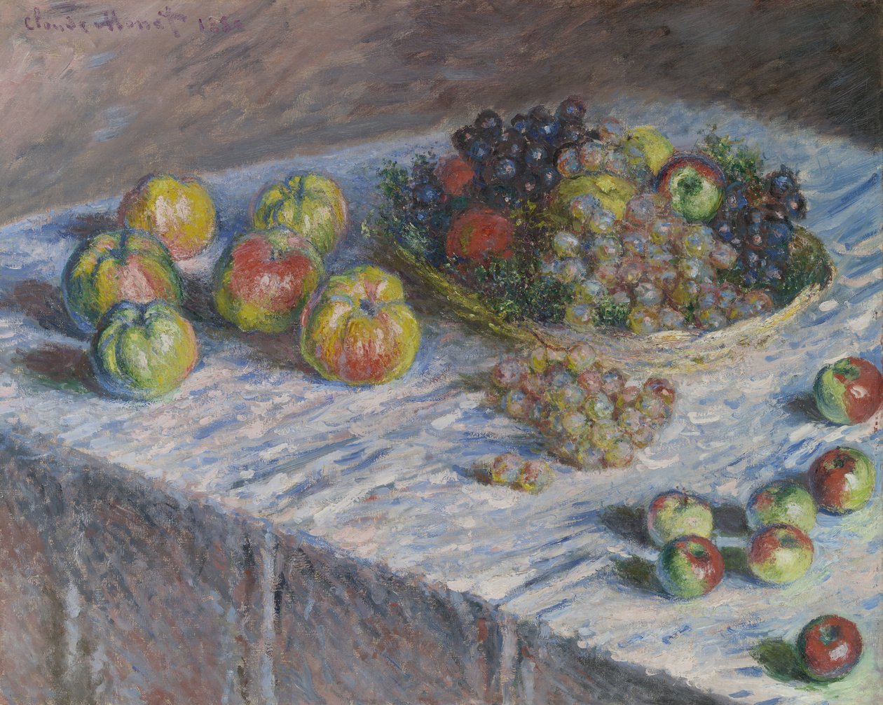 Appels en druiven, 1880 door Claude Monet