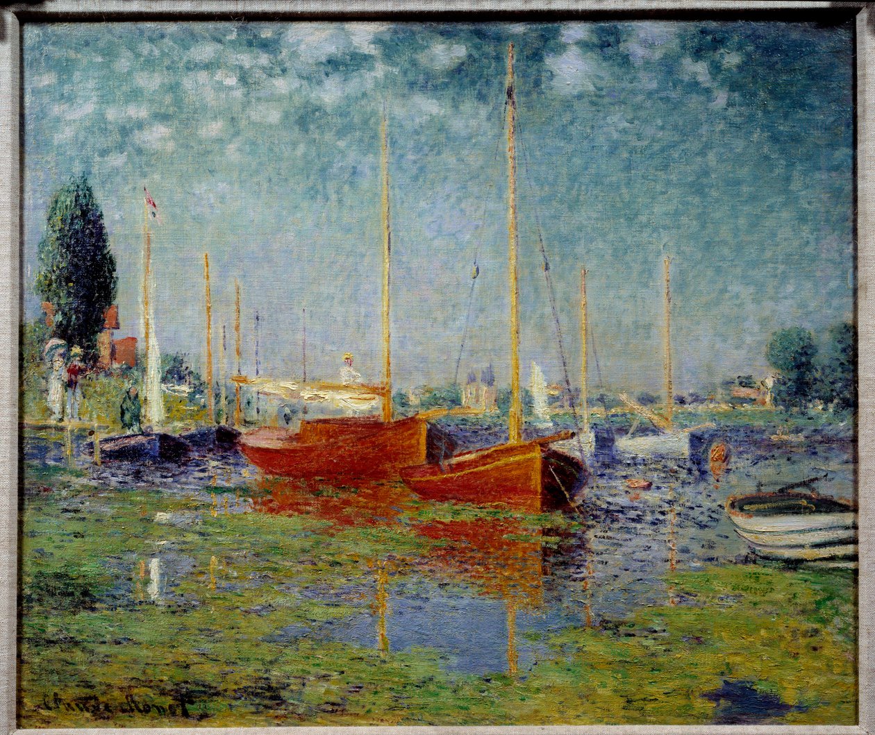 Argenteuil. Twee rode zeilboten door Claude Monet