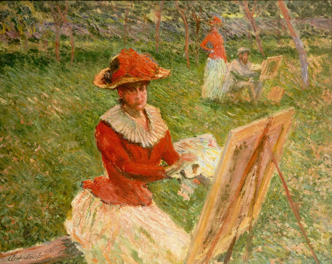 Blanche Hoschede schildert, 1892 door Claude Monet