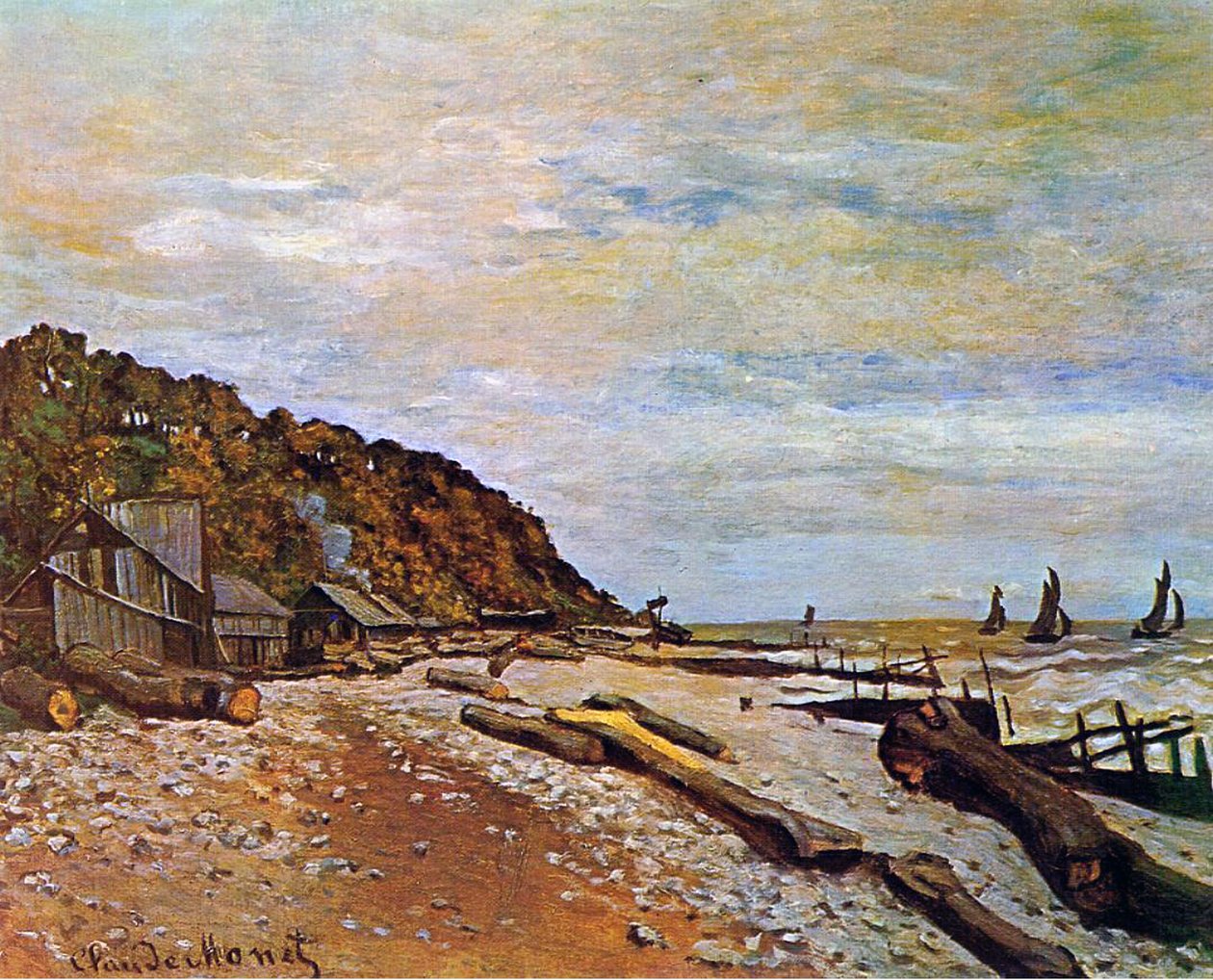 Scheepswerf bij Honfleur, 1864 door Claude Monet