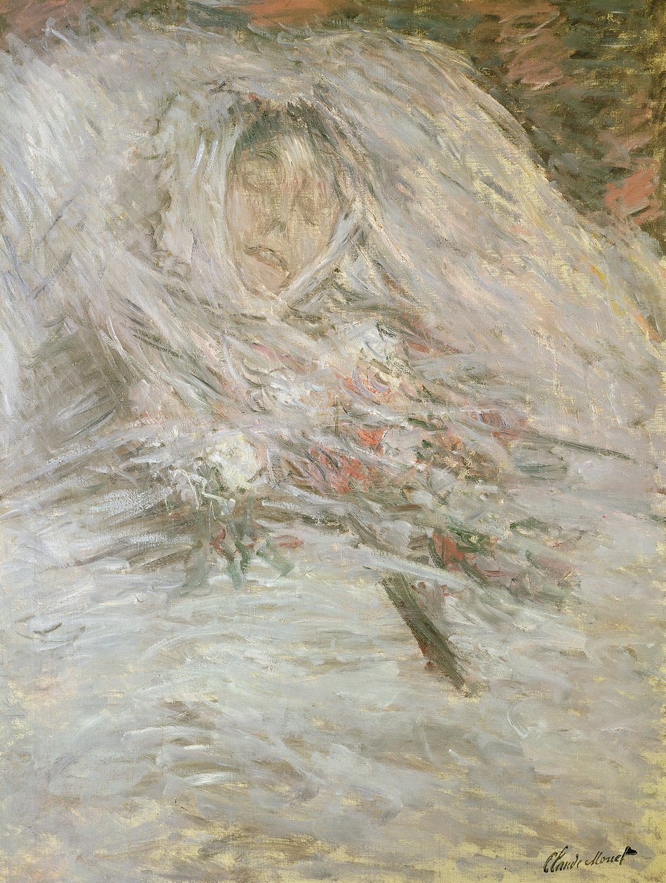 Camille Monet (1847-79) op haar sterfbed, 1879 door Claude Monet