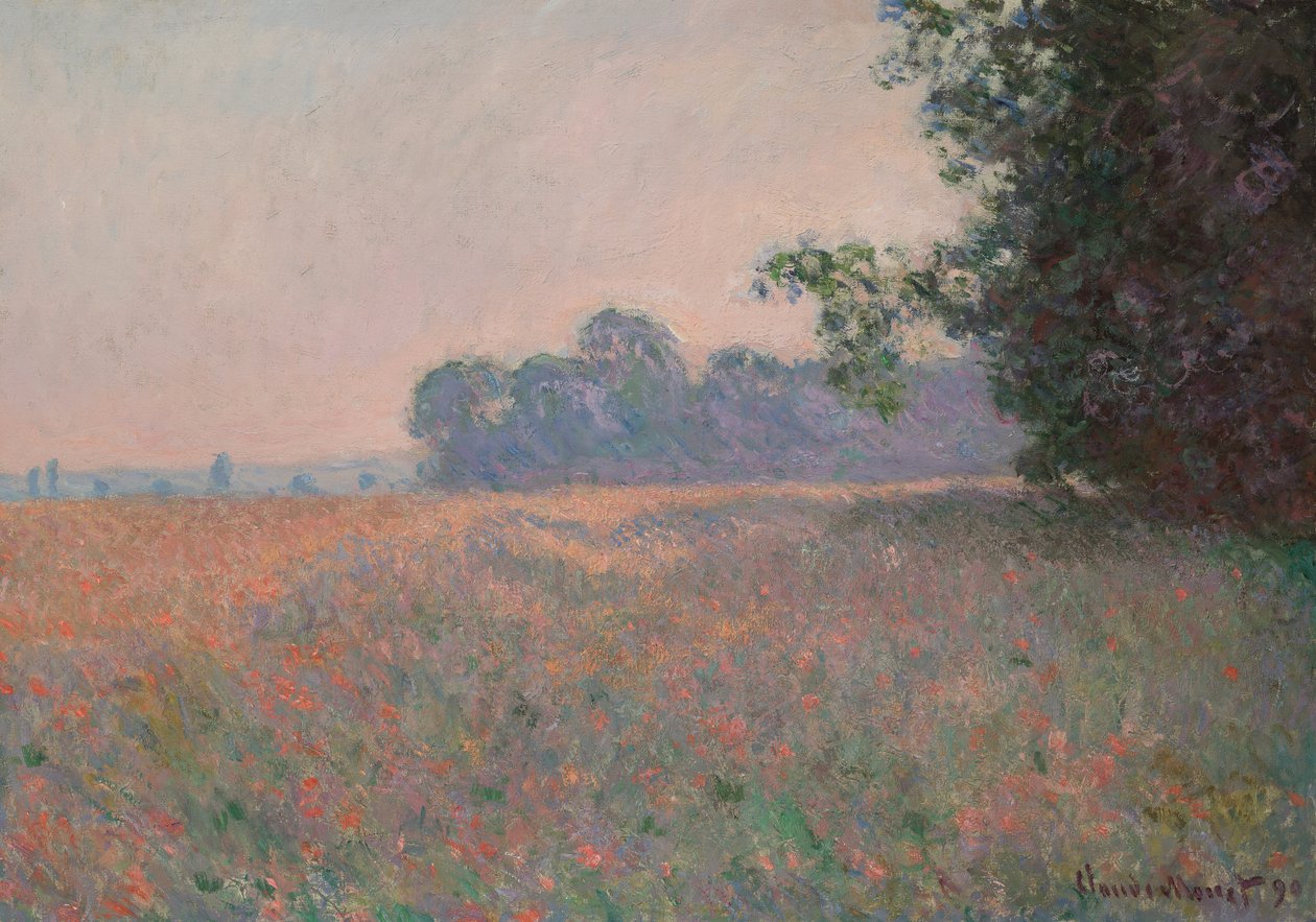 Haver- en klaprozenveld door Claude Monet