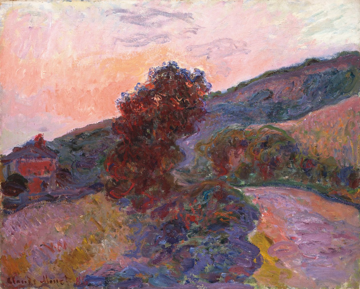 Zonsondergang in Giverny, 1886 door Claude Monet