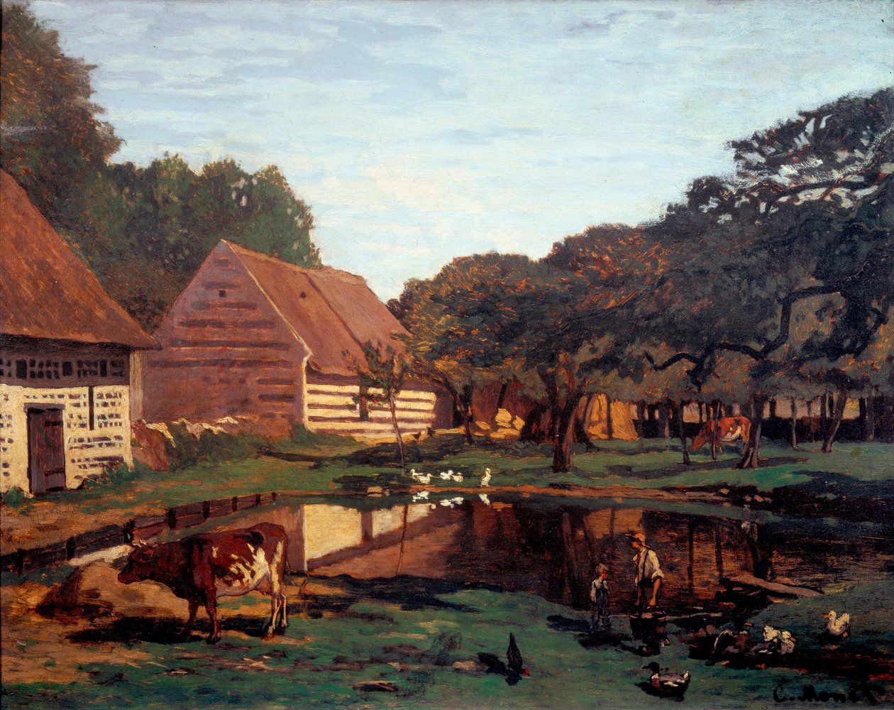 Boerenerf in Normandië door Claude Monet
