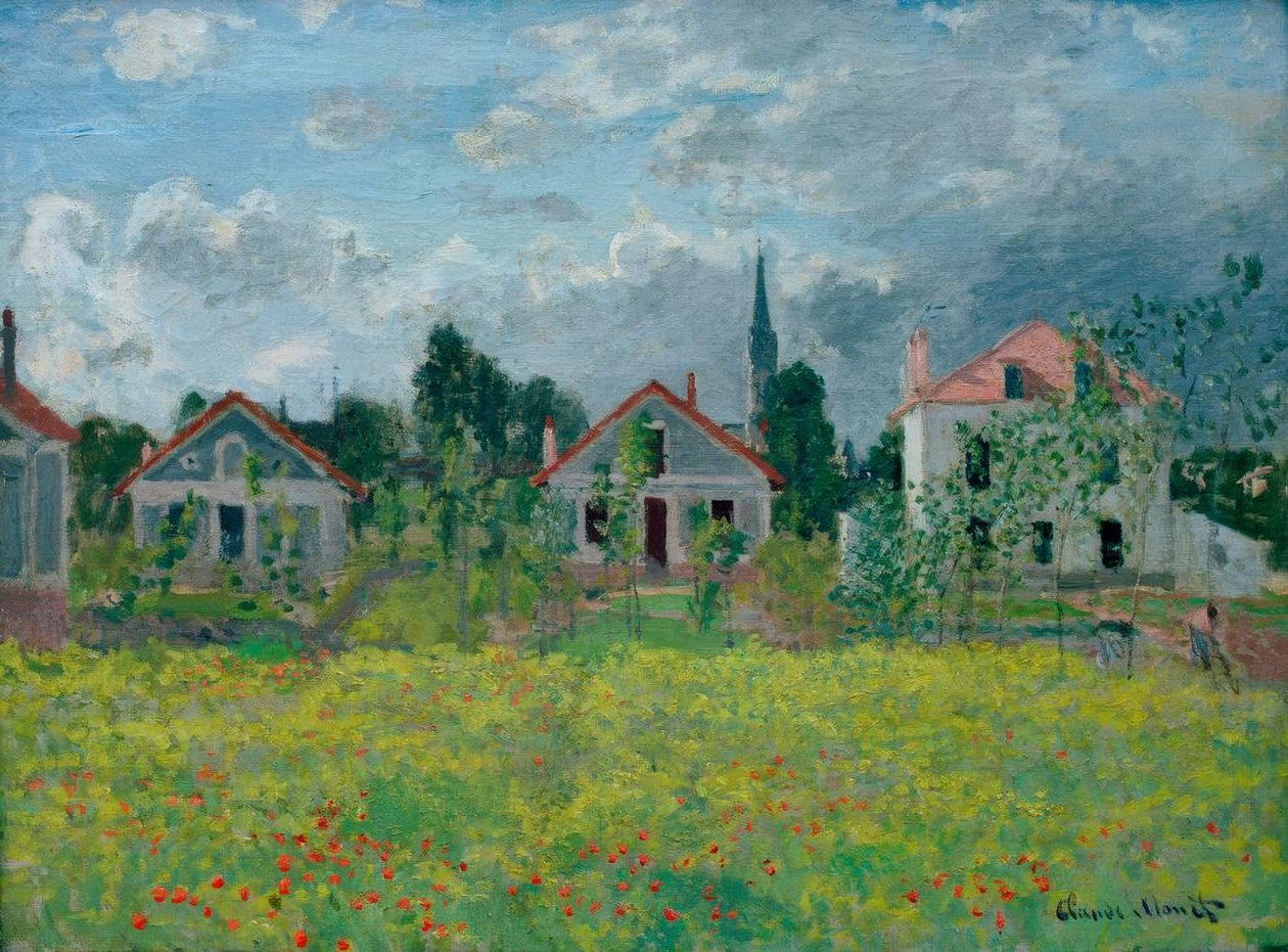 Huizen in Argenteuil door Claude Monet