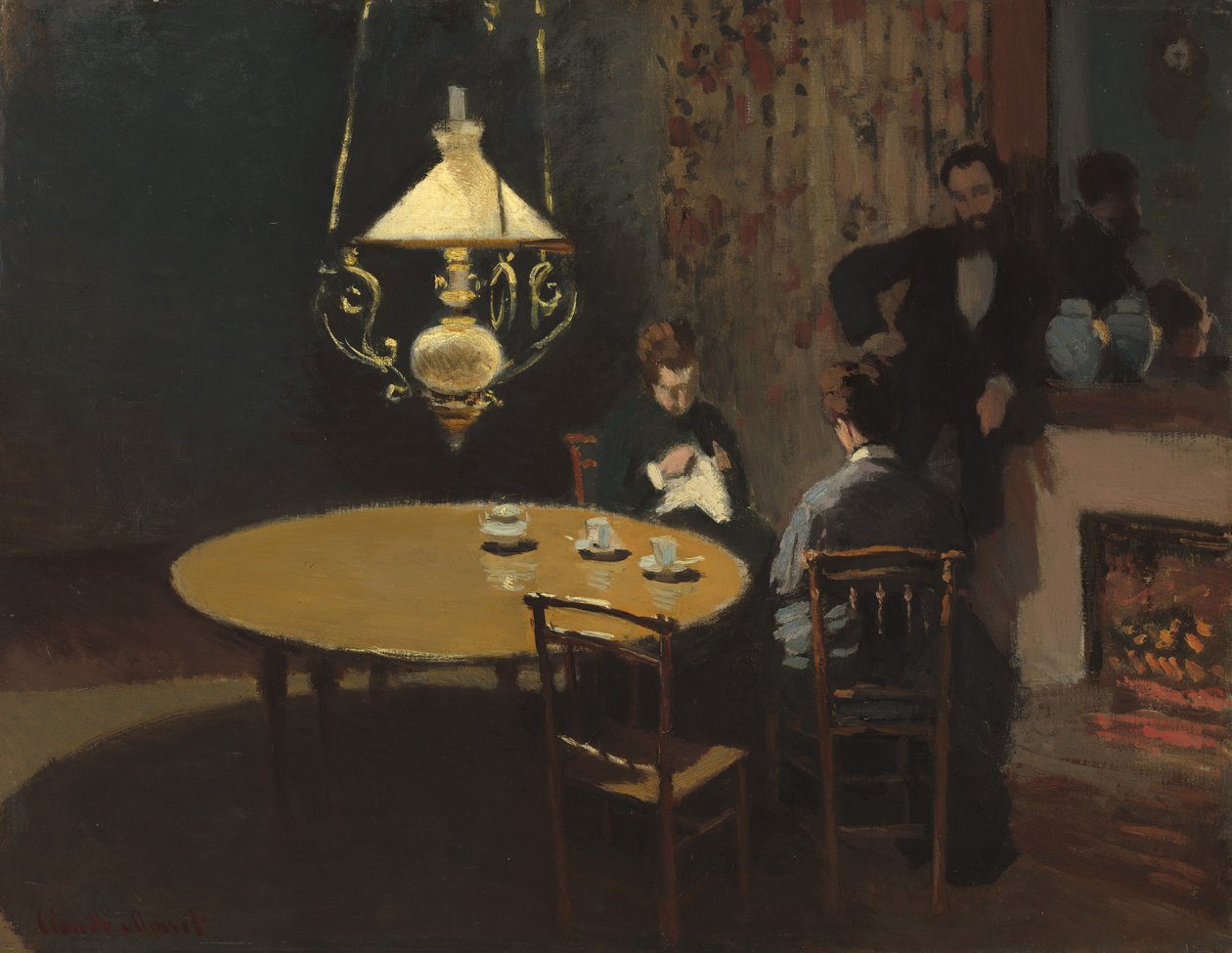 Interieur, na het diner door Claude Monet