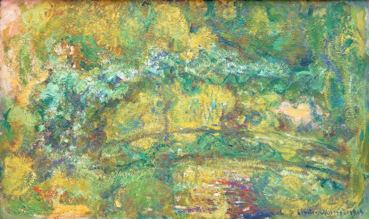 De loopbrug over de vijver met waterlelies door Claude Monet
