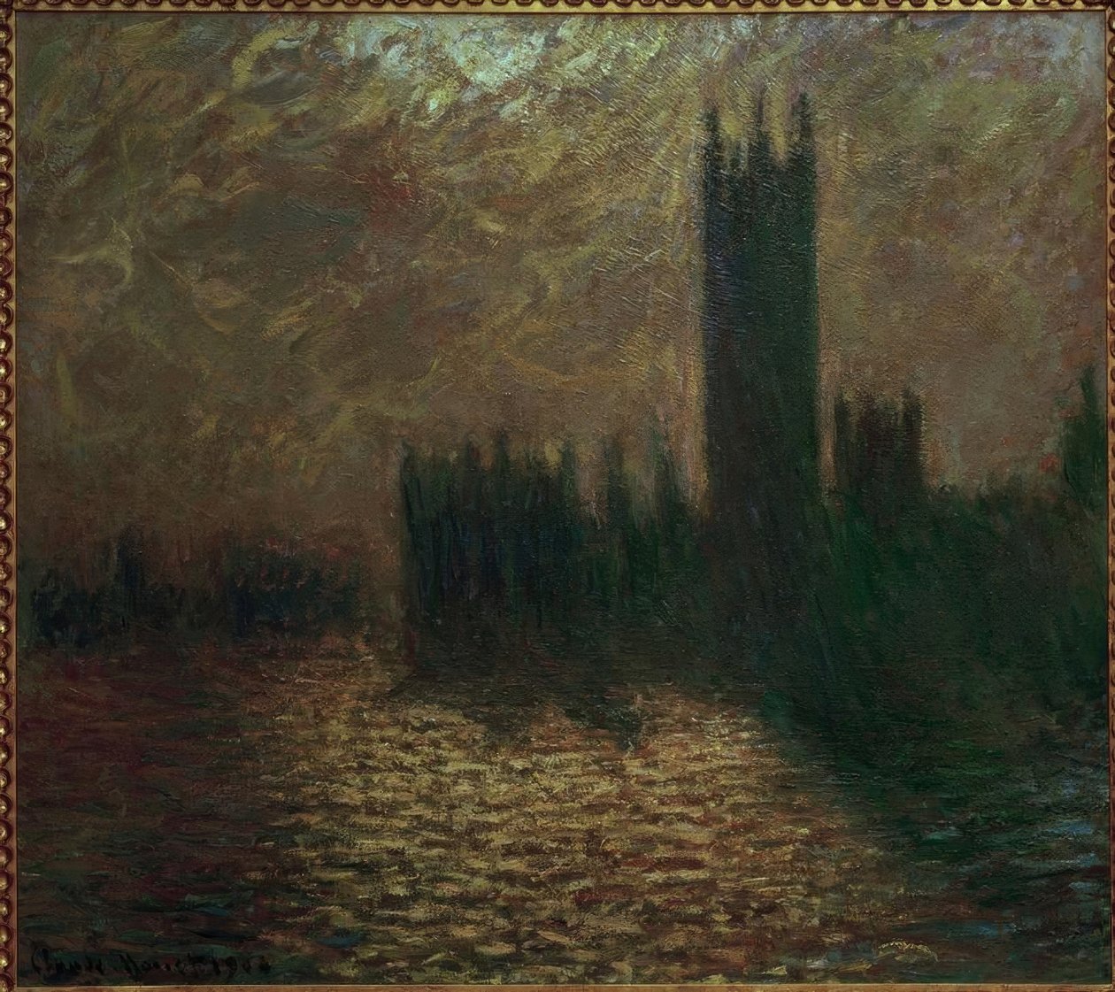 Het Parlement, stormachtige lucht door Claude Monet