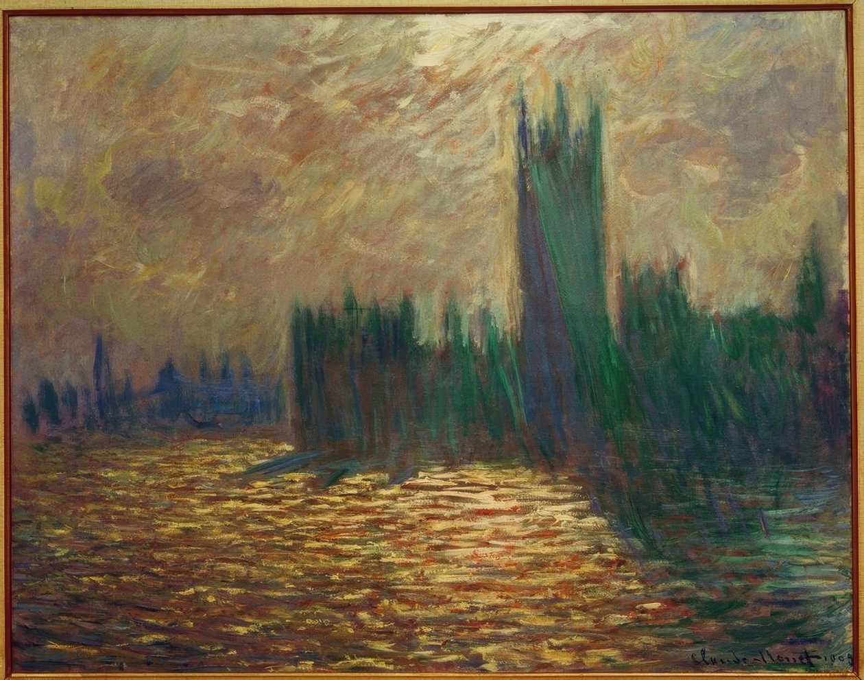 Het Parlement, reflecties op de Theems door Claude Monet