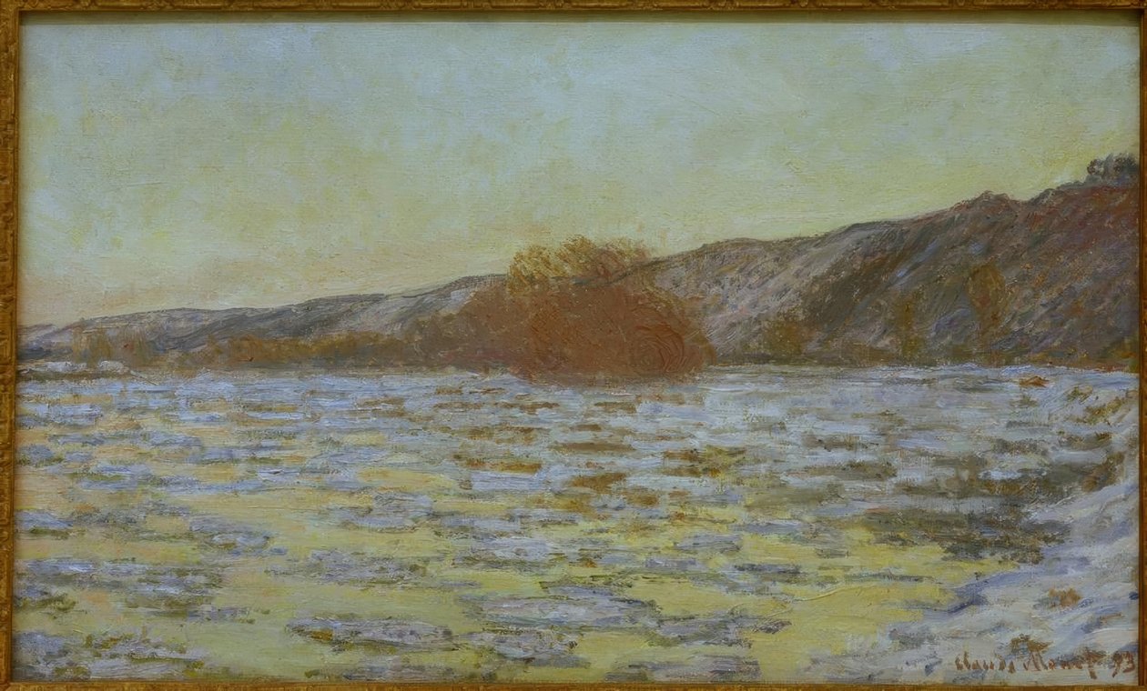 De ijsblokken, schemeringseffect door Claude Monet