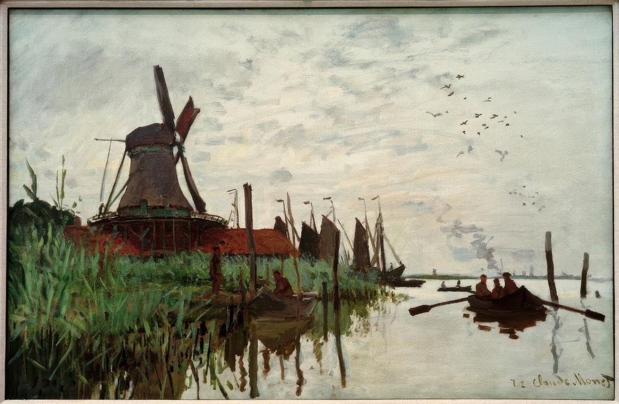 Molen in Zaandam door Claude Monet